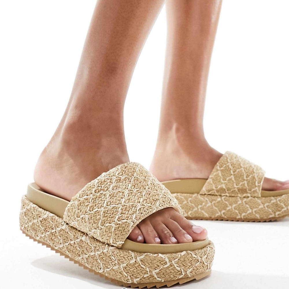 ASOS Tan Platform Sandals with Woven Design